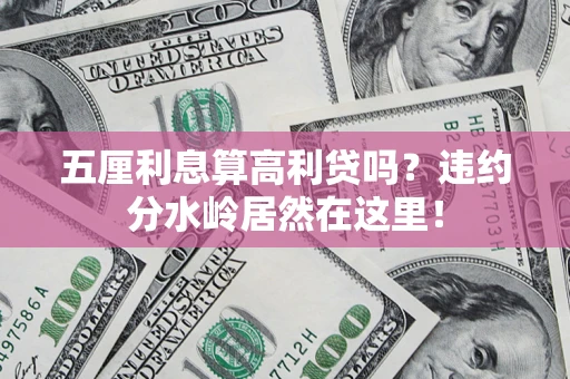 武汉五厘利息算高利贷吗？违约分水岭居然在这里！